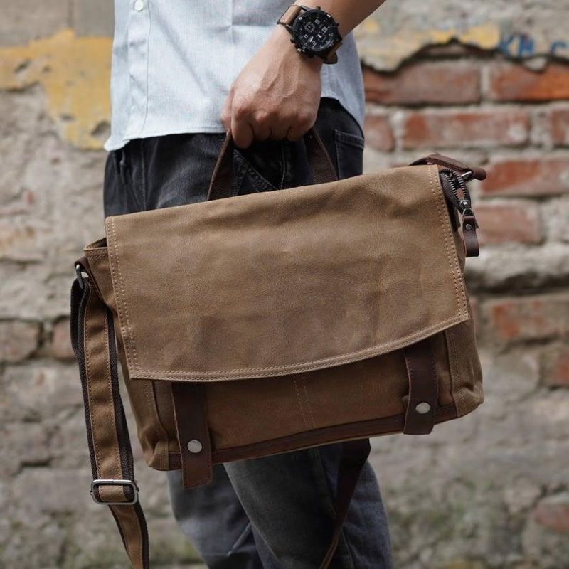 Sac Messager Vintage Toile À Bandoulière Pour Homme