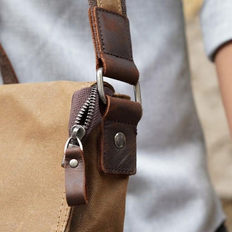 Sac Messager Vintage Toile À Bandoulière Pour Homme