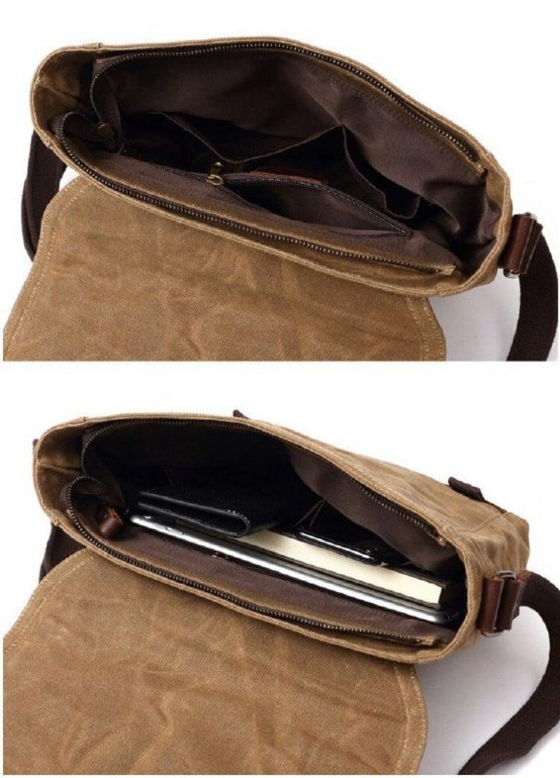 Sac Messager Vintage Toile À Bandoulière Pour Homme