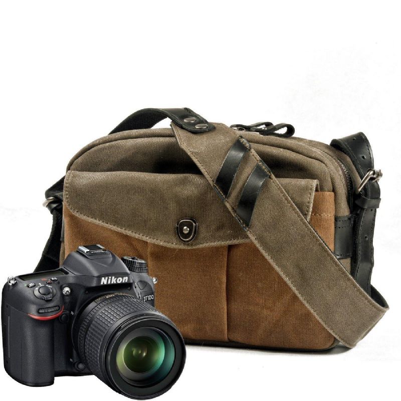 Sac Messager Vintage Toile Cirée Pour Appareil Photo Voyage