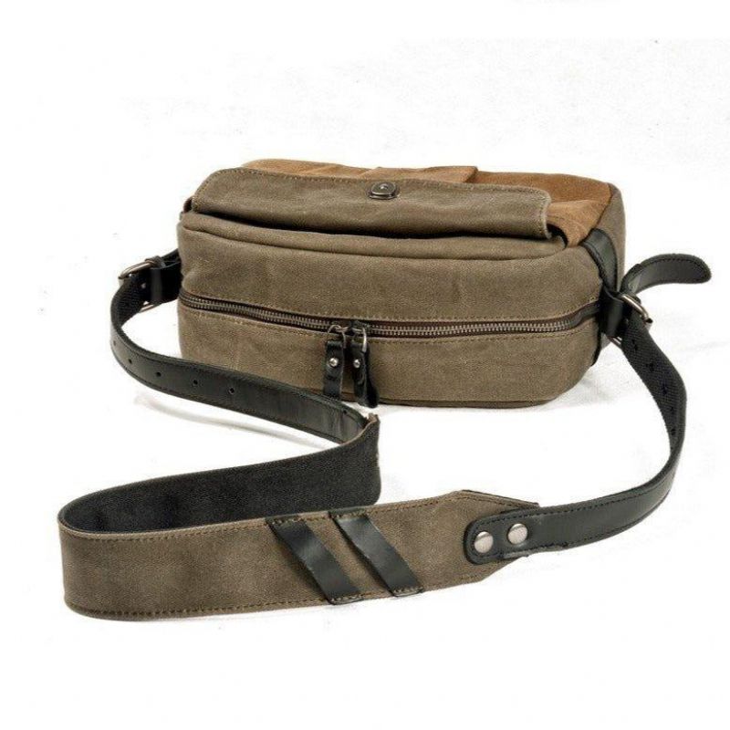 Sac Messager Vintage Toile Cirée Pour Appareil Photo Voyage