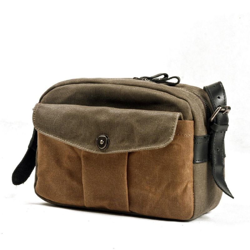 Sac Messager Vintage Toile Cirée Pour Appareil Photo Voyage