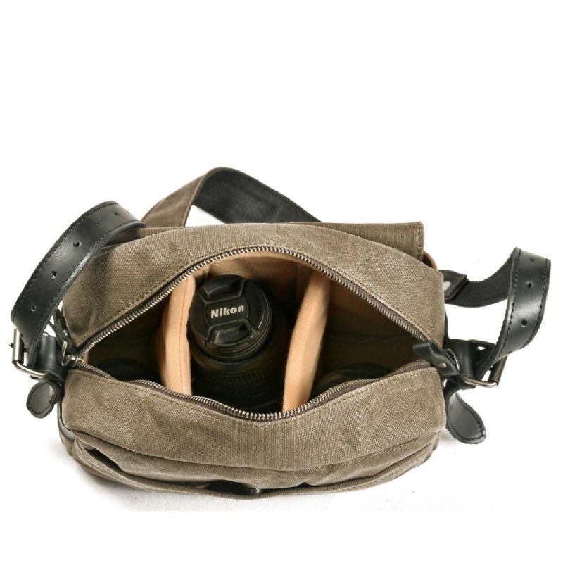 Sac Messager Vintage Toile Cirée Pour Appareil Photo Voyage
