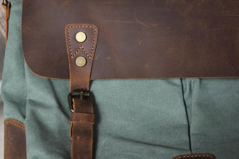 Sac Messenger Cartable Vintage Toile Cuir