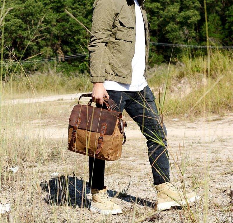 Sac Photo Imperméable Toile Cirée Et Cuir