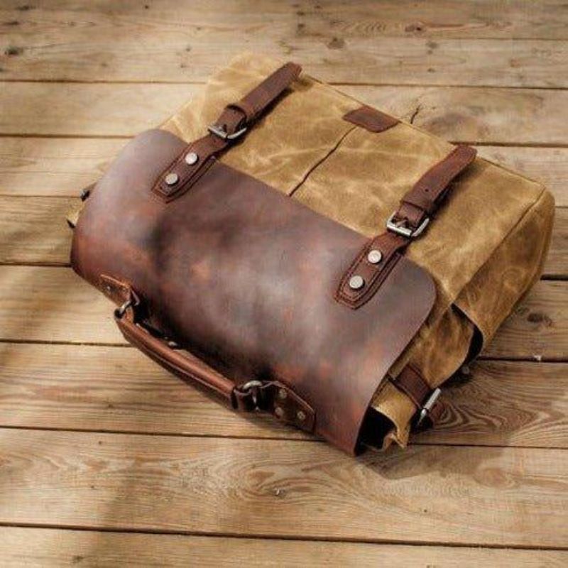 Sac Photo Imperméable Toile Cirée Et Cuir