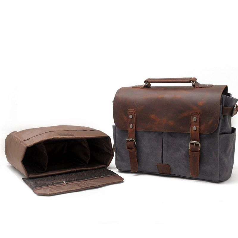 Sac Photo Imperméable Toile Cirée Et Cuir