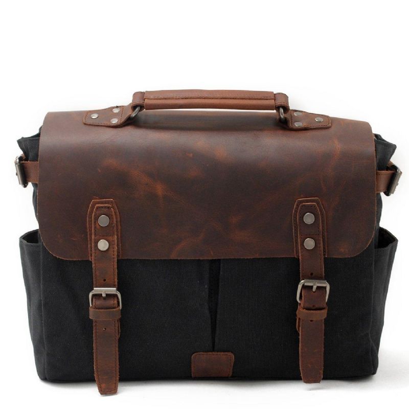 Sac Photo Imperméable Toile Cirée Et Cuir