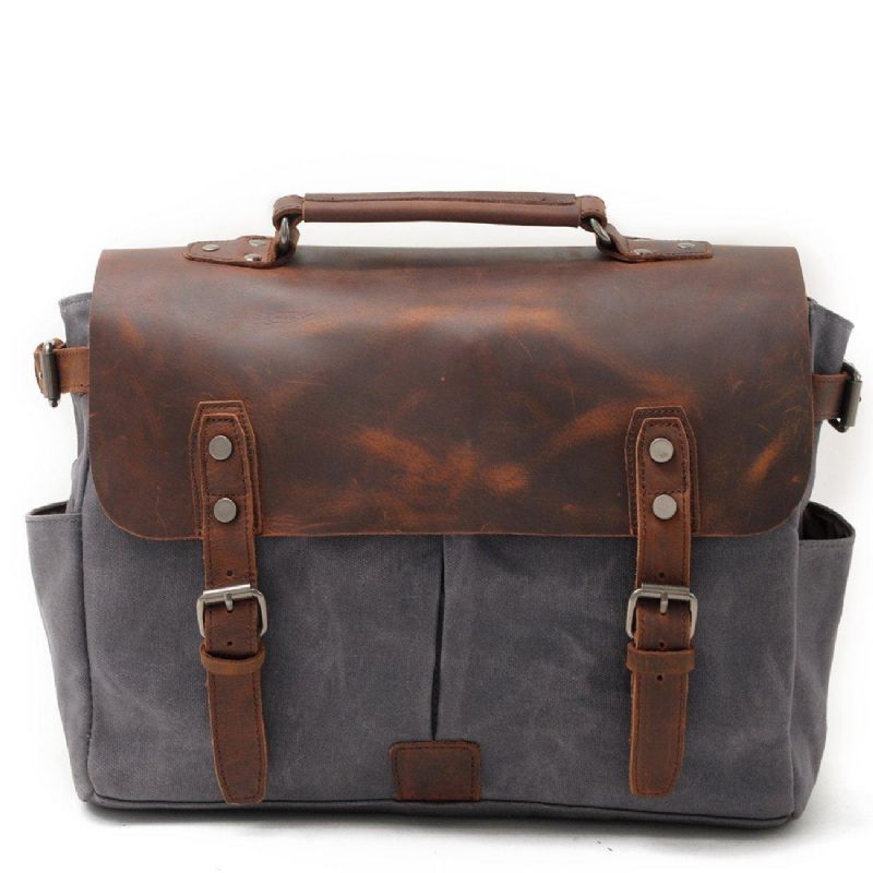 Sac Photo Imperméable Toile Cirée Et Cuir