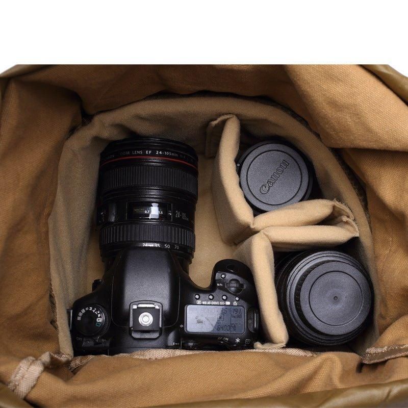 Sac Photo Vintage Toile 1 Appareil 3 Objectifs