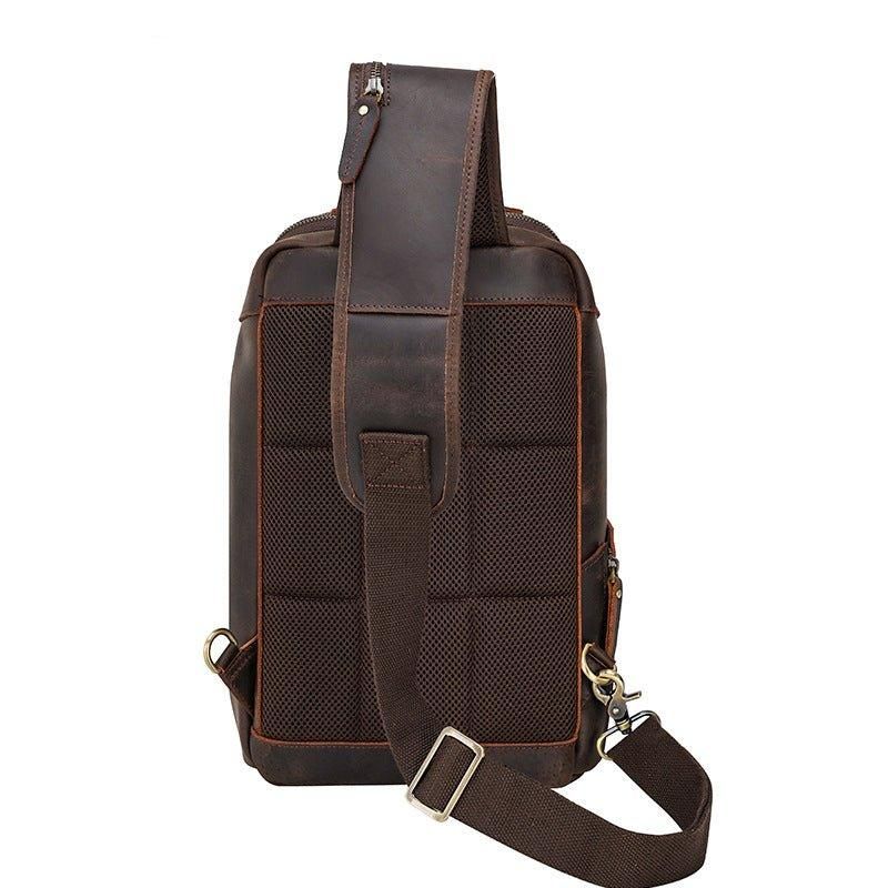 Sac Poitrine Cuir Pour Hommes À Bandoulière