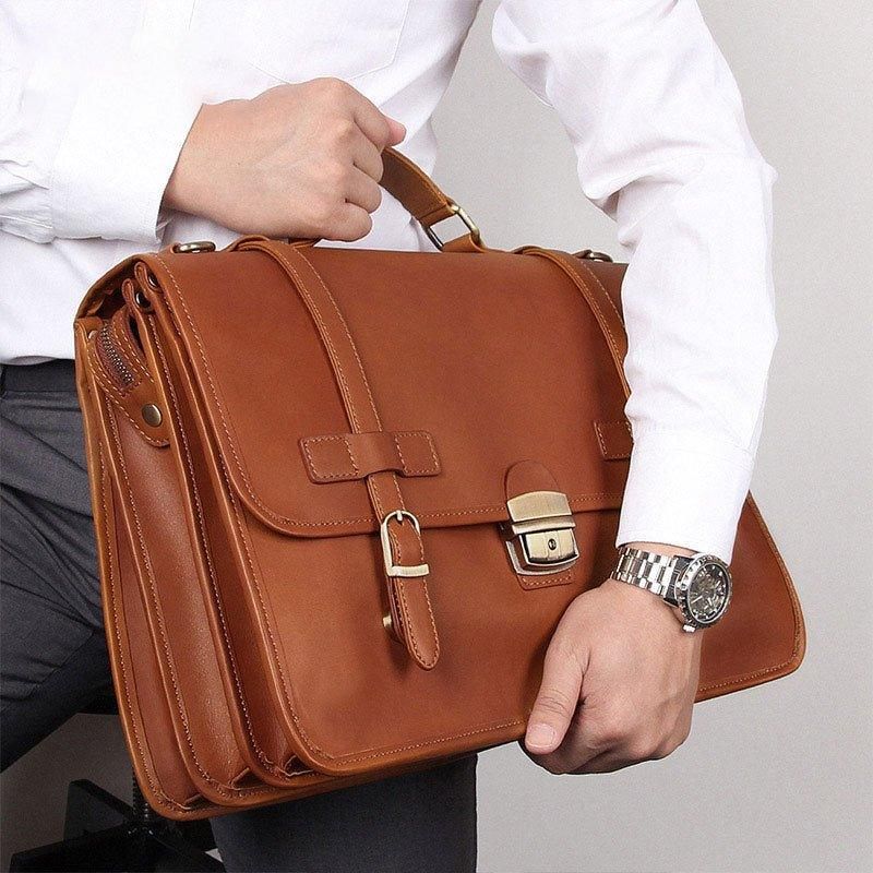 Sac Porte-documents Pour Hommes Cuir Style Britannique