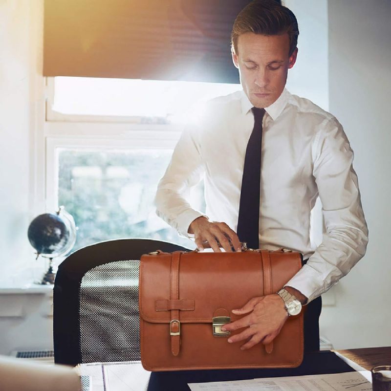 Sac Porte-documents Pour Hommes Cuir Style Britannique