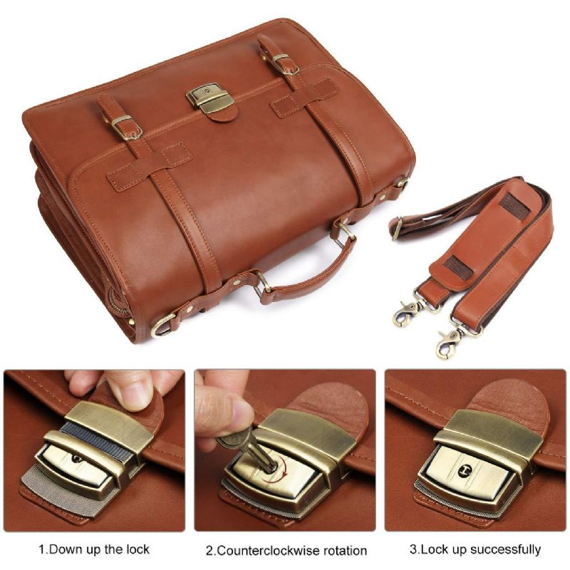 Sac Porte-documents Pour Hommes Cuir Style Britannique