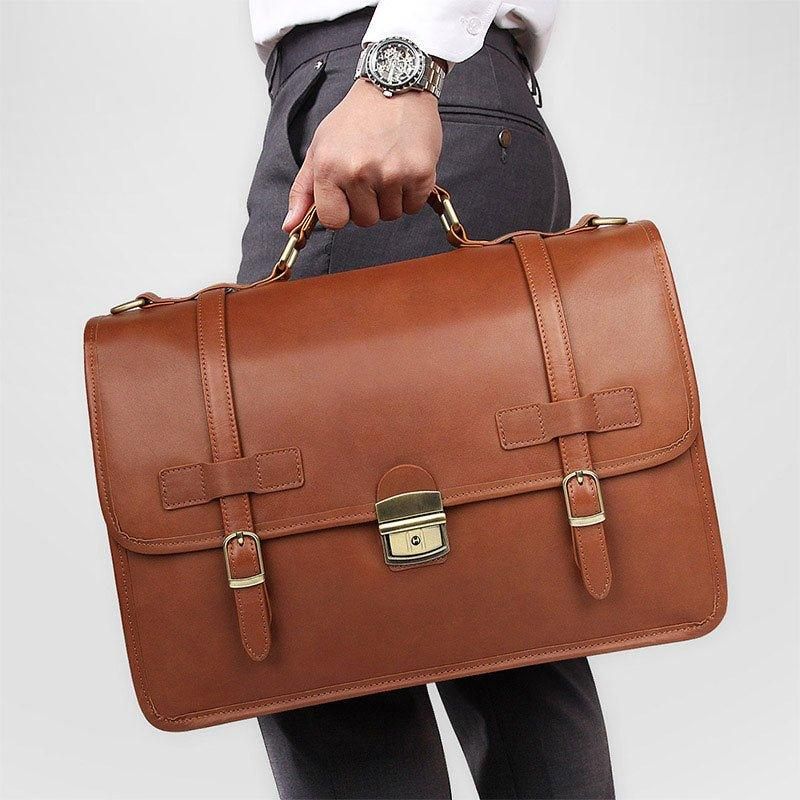 Sac Porte-documents Pour Hommes Cuir Style Britannique