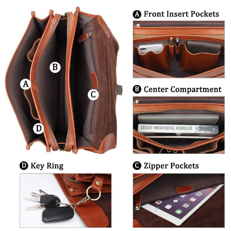 Sac Porte-documents Pour Hommes Cuir Style Britannique