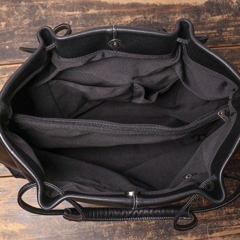 Sac À Provisions Cuir Main Vintage