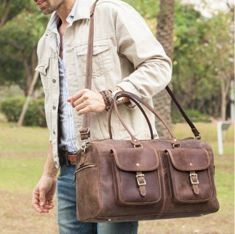 Sac Sport Cuir Marron Vintage