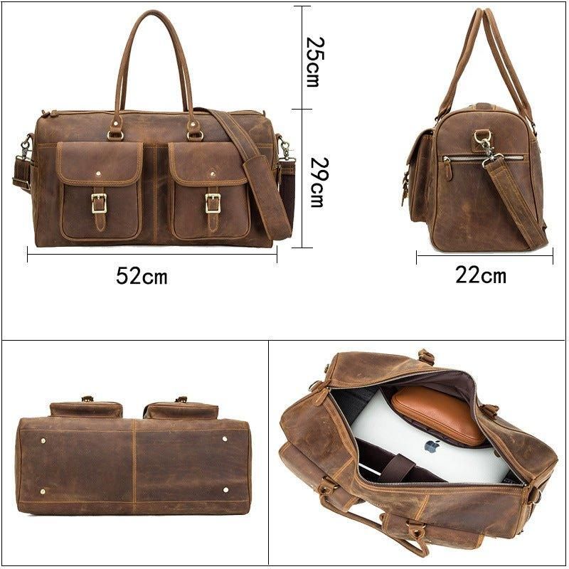 Sac Sport Cuir Marron Vintage