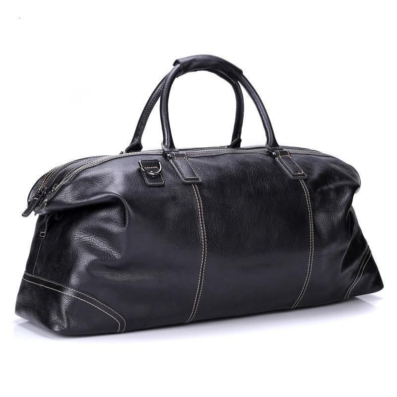 Sac Sport Noir Cuir Véritable Pour Hommes