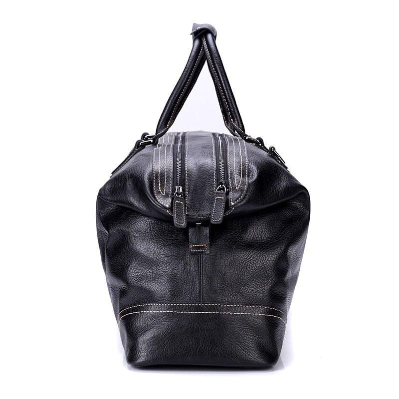 Sac Sport Noir Cuir Véritable Pour Hommes