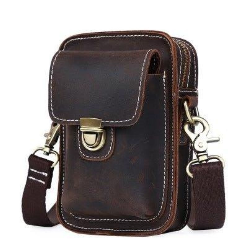 Sac Taille Rétro Pour Hommes Cuir Véritable