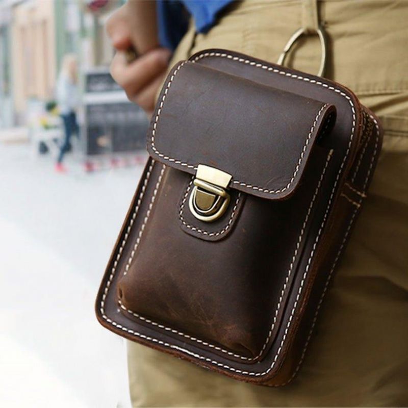 Sac Taille Rétro Pour Hommes Cuir Véritable