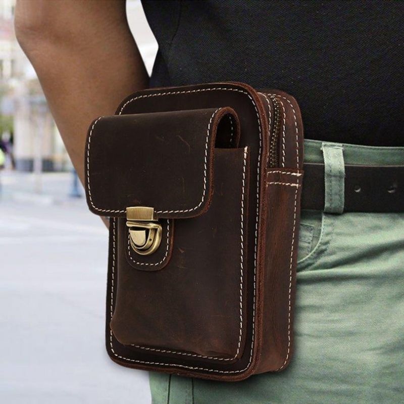 Sac Taille Rétro Pour Hommes Cuir Véritable