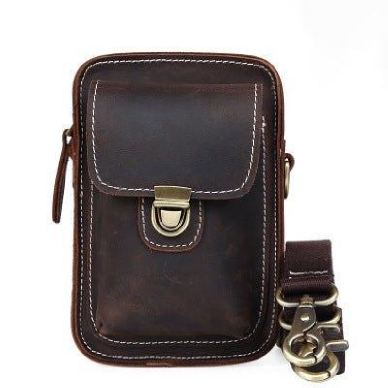 Sac Taille Rétro Pour Hommes Cuir Véritable