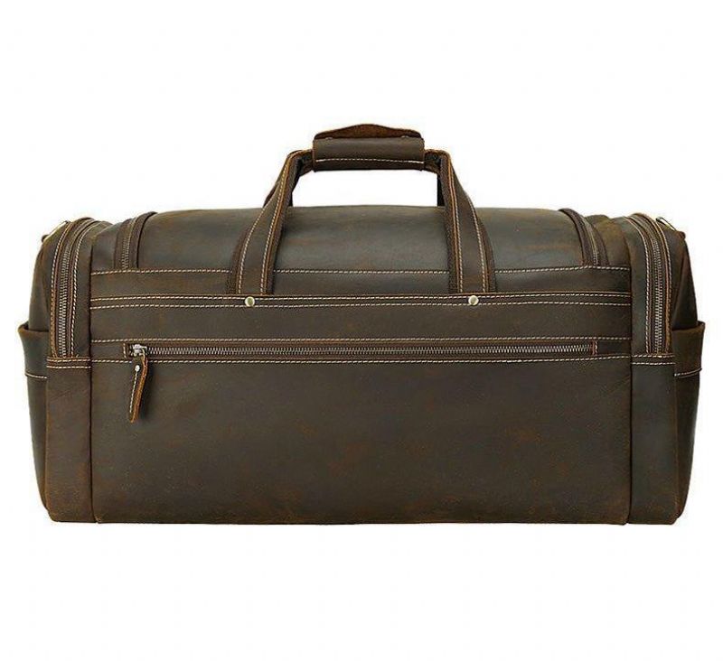 Sac Voyage Cuir Pour Hommes Avec Poches Zippées