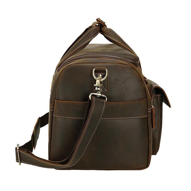 Sac Voyage Cuir Pour Hommes Avec Poches Zippées