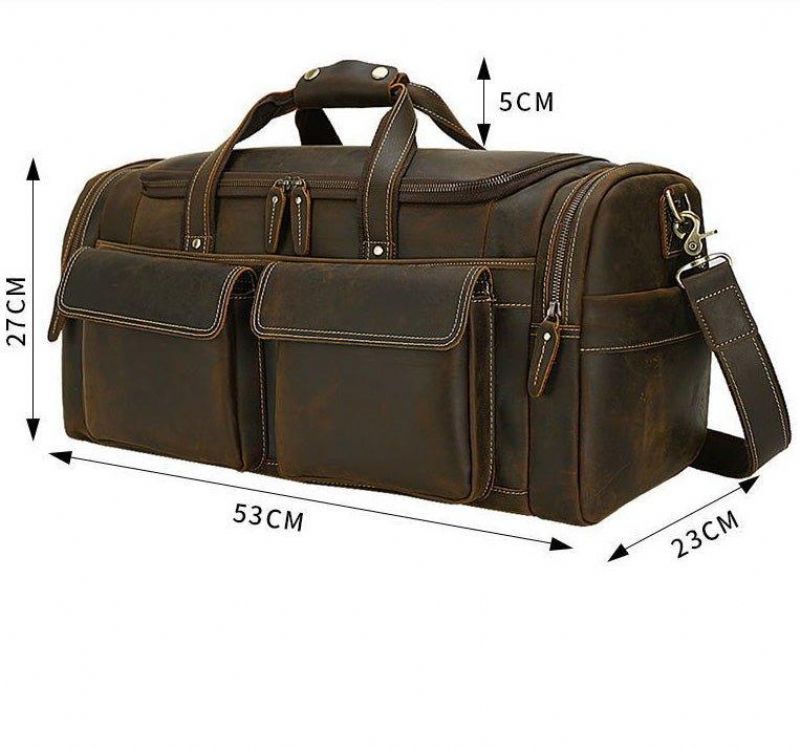 Sac Voyage Cuir Pour Hommes Avec Poches Zippées
