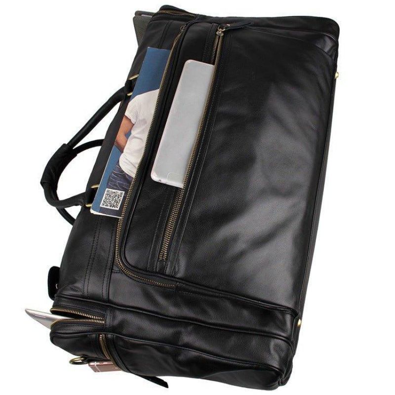 Sac Voyage Cuir Noir Pour Hommes Grand