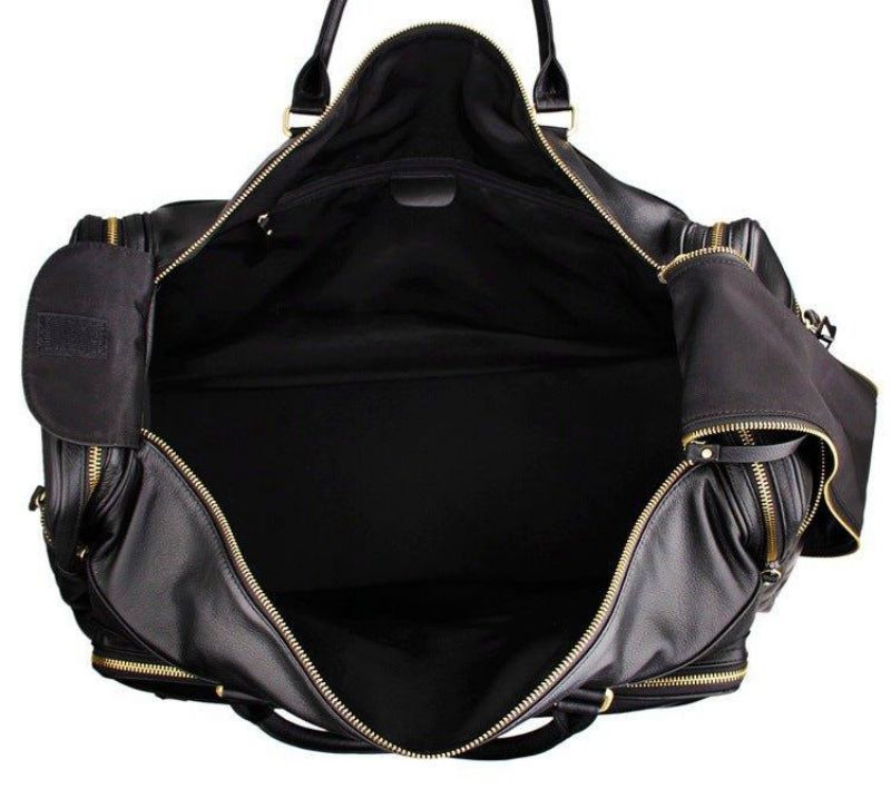 Sac Voyage Cuir Noir Pour Hommes Grand