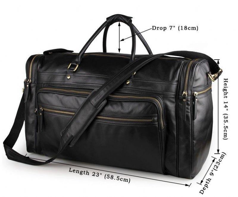 Sac Voyage Cuir Noir Pour Hommes Grand