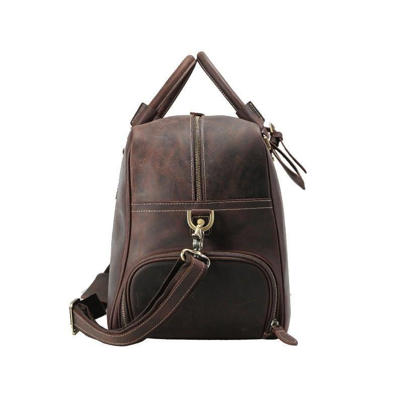 Sac Week-end Cuir Crazy Horse Avec Compartiment À Chaussures