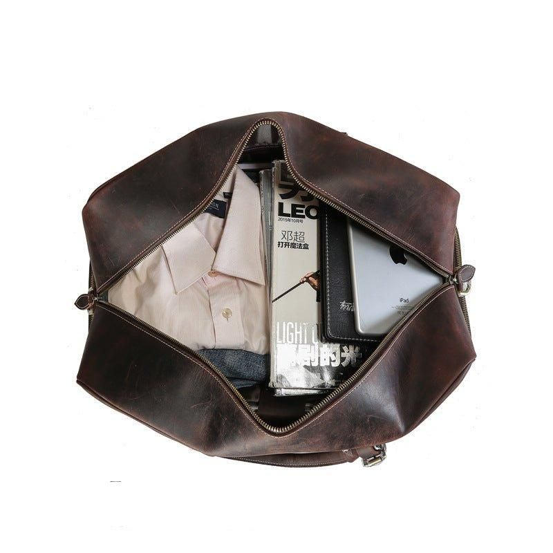 Sac Week-end Cuir Crazy Horse Avec Compartiment À Chaussures