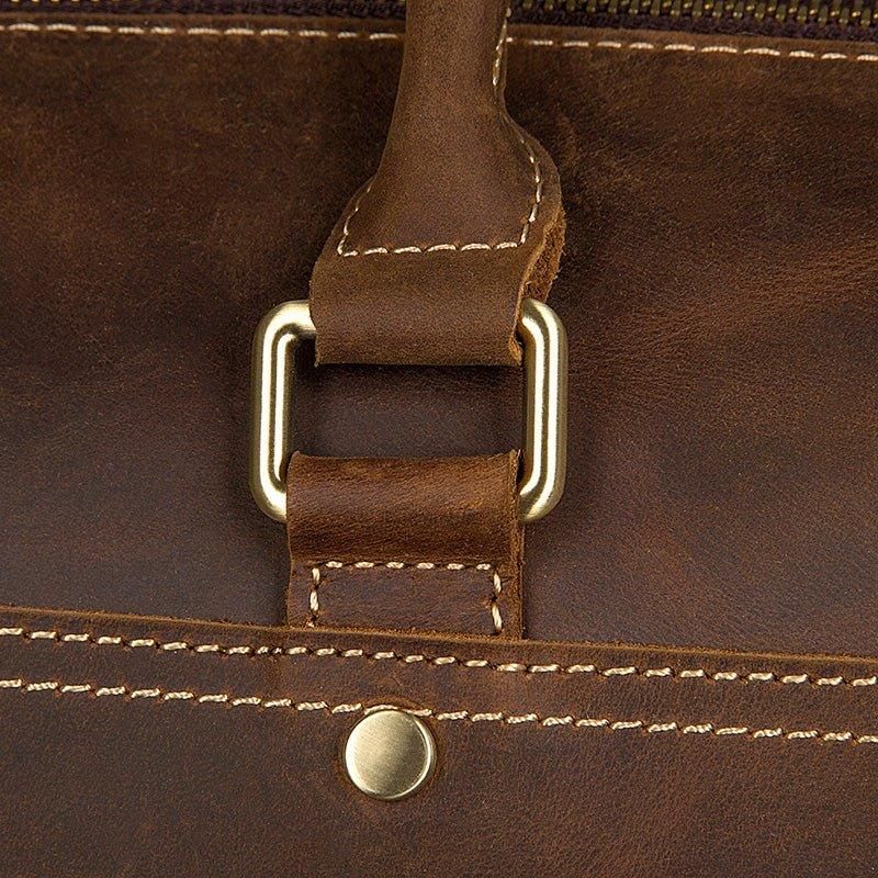 Sac Week-end Cuir Crazy Horse Pour Hommes Grand Marron