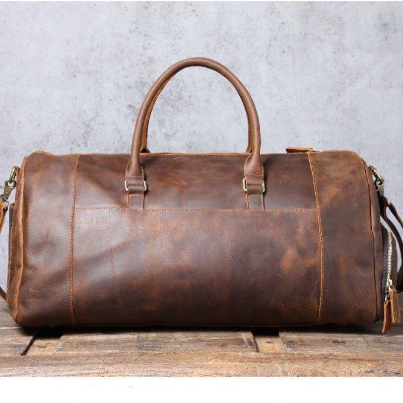 Sac Week-end Cuir Pour Hommes Avec Compartiment À Chaussures