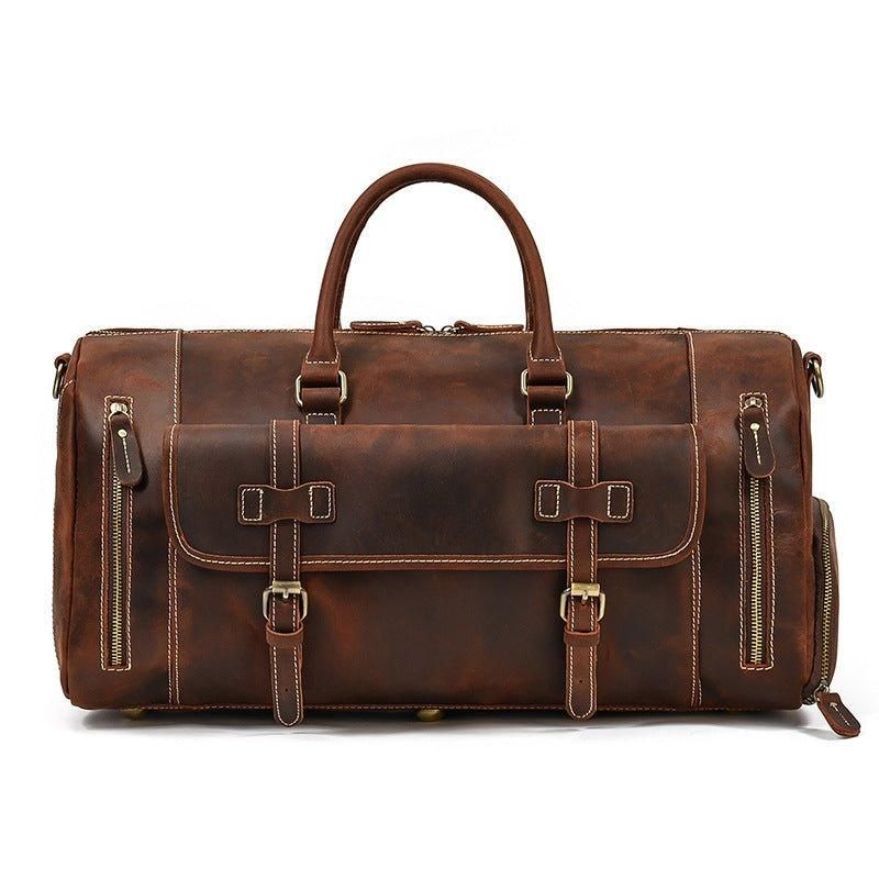 Sac Week-end Cuir Pour Hommes Avec Compartiment À Chaussures