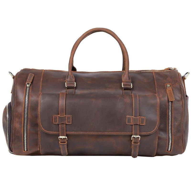 Sac Week-end Cuir Pour Hommes Avec Compartiment À Chaussures