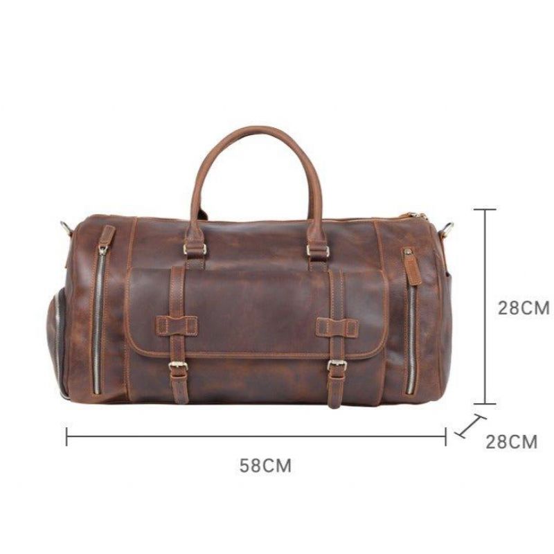 Sac Week-end Cuir Pour Hommes Avec Compartiment À Chaussures