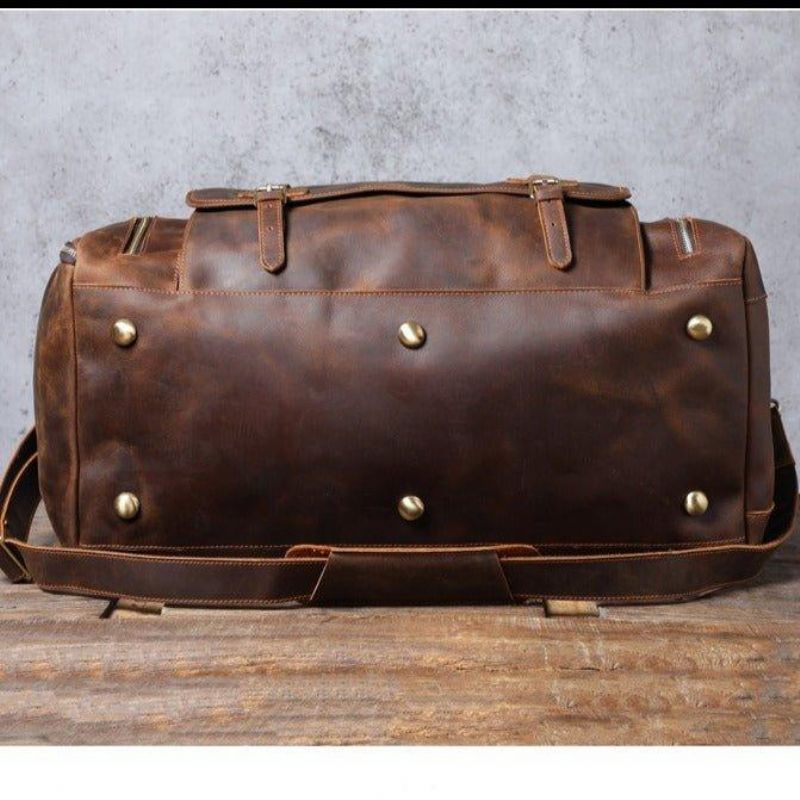 Sac Week-end Cuir Pour Hommes Avec Compartiment À Chaussures