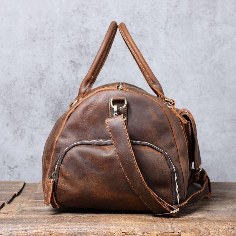 Sac Week-end Cuir Pour Hommes Avec Compartiment À Chaussures