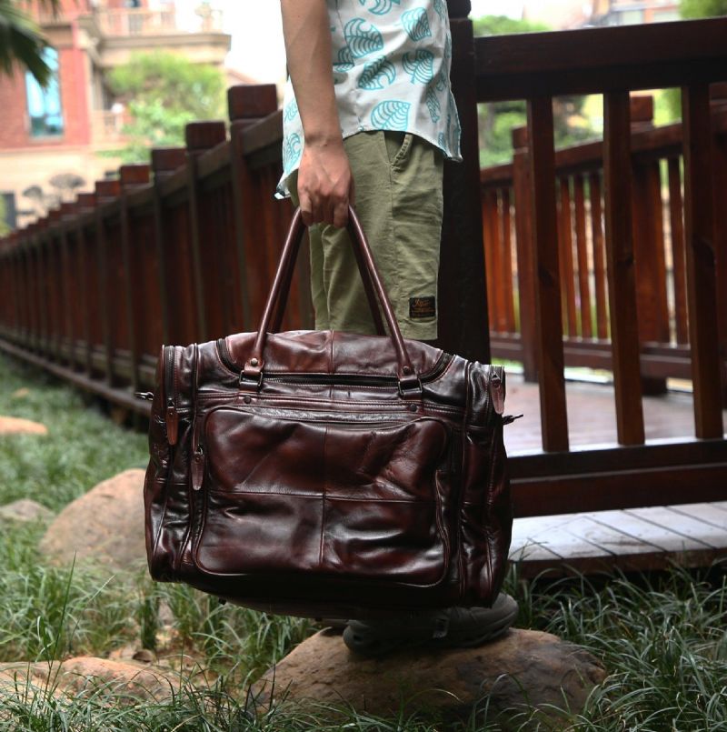 Sac Weekender Designer Cuir Tanné Végétal