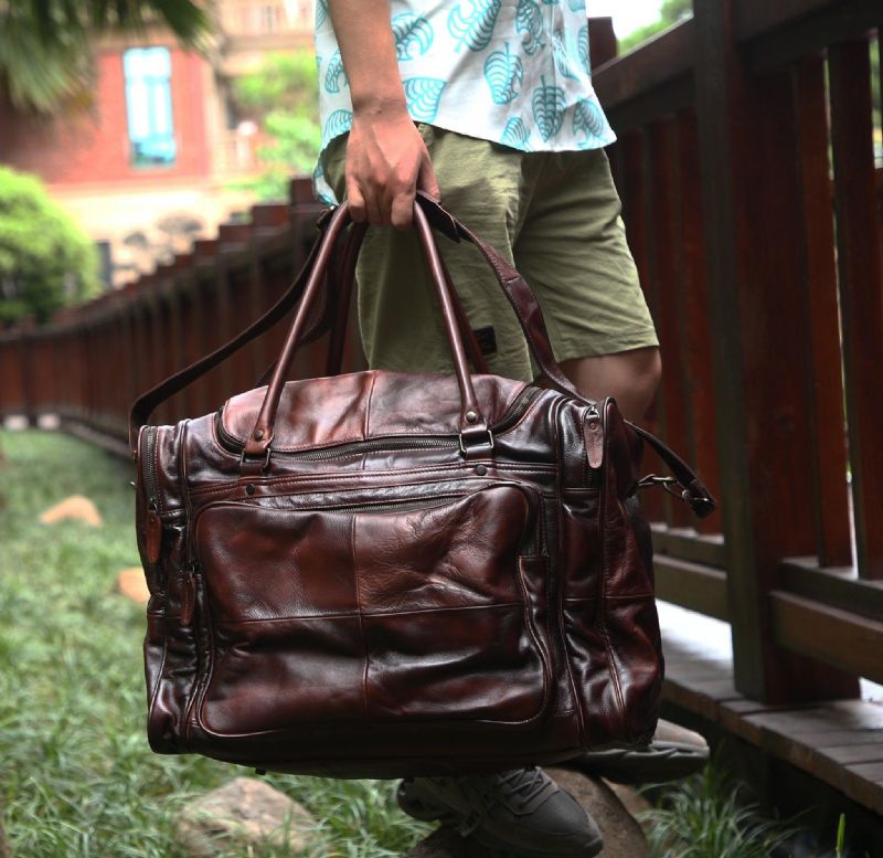 Sac Weekender Designer Cuir Tanné Végétal