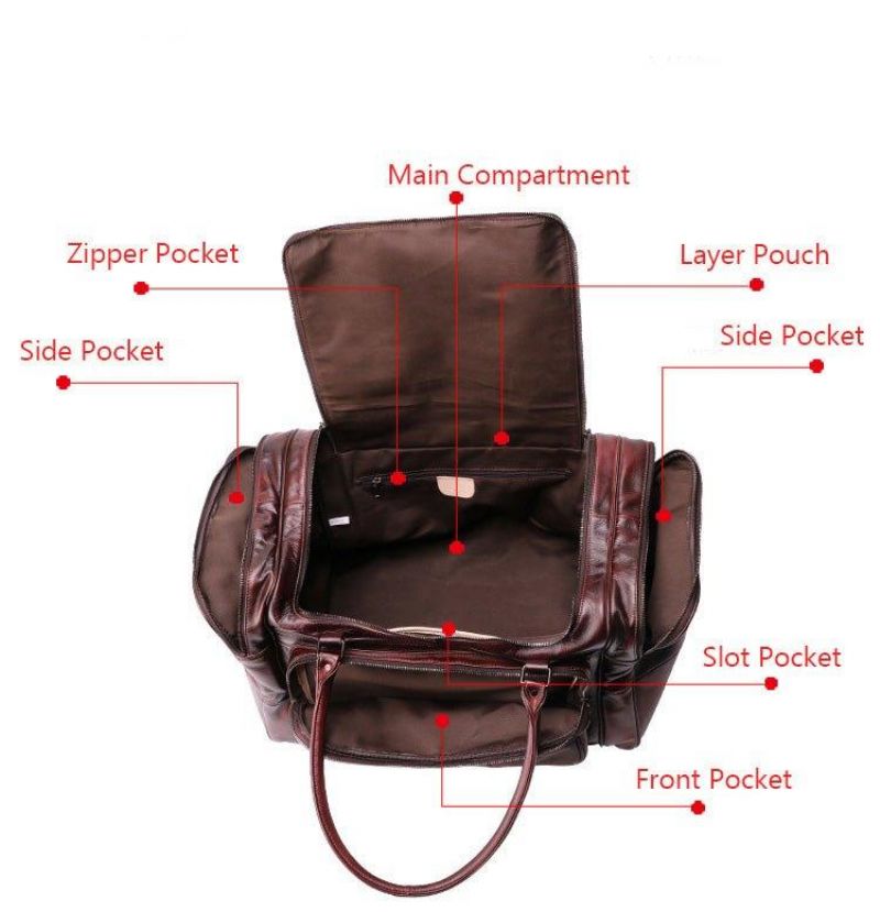 Sac Weekender Designer Cuir Tanné Végétal
