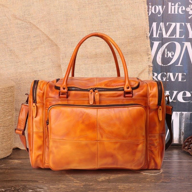 Sac Weekender Designer Cuir Tanné Végétal