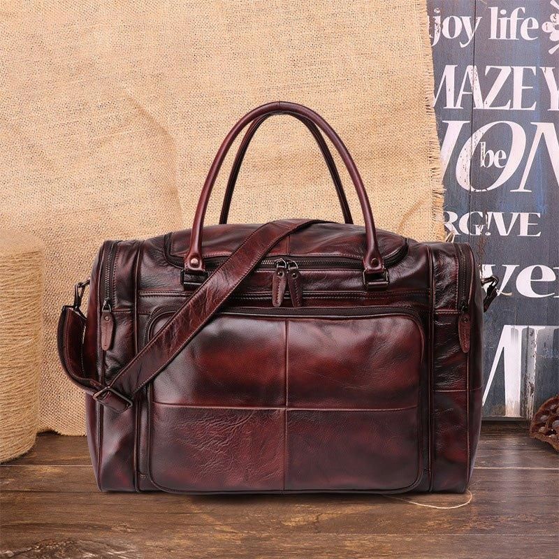 Sac Weekender Designer Cuir Tanné Végétal