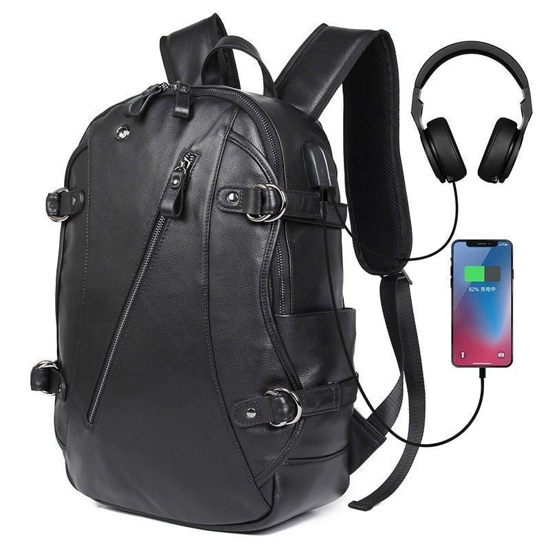 Sacs À Dos Cuir Pour Hommes L'école Avec Port Usb 15.6 Pouces